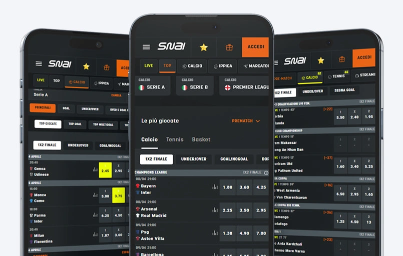 SNAI site: visually pleasant interface